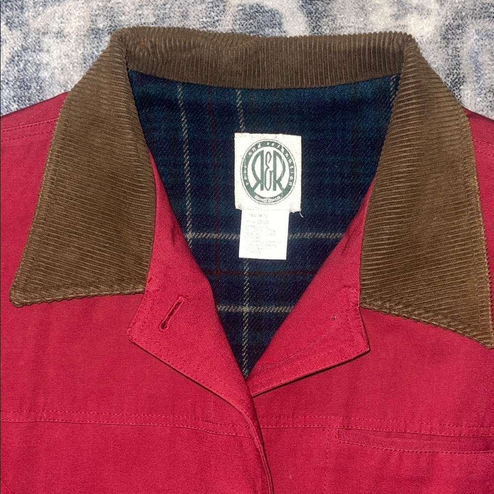 Vintage R&R Red Jacket with Brown Corduroy Collar